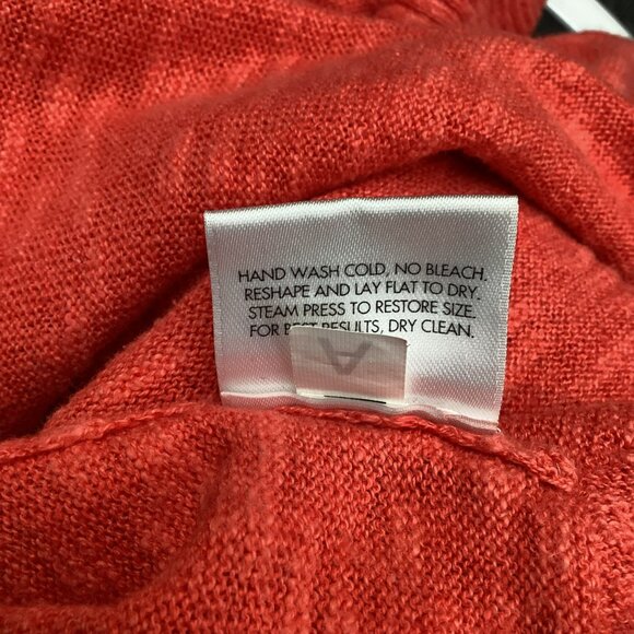 Eileen Fisher Open Front Linen Cotton Cardigan Sweater Womens PL Tangerine - Picture 9 of 10